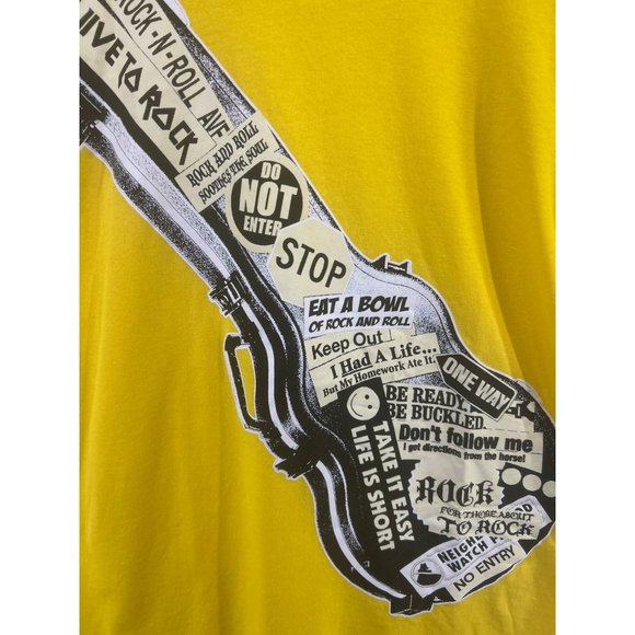 Youth Size Large NWT Guitar Rock N Roll Yellow T-Shirt - Picture 3 of 9